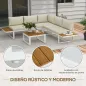 Juego de Muebles de Terraza Incluye 2 Sofás Dobles 1 Sofá Esquinero Reclinable y Mesa de Centro con Cojines Crema