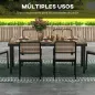 Mesa de Comedor Exterior 190x90x74 cm con Encimera de Listones y Estructura de Aluminio para Terraza Rústico y Negro