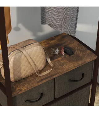 Perchero para Ropa Perchero Recibidor con 3 Cajones de Tela y Estante de Almacenamiento 58,5x30x178 cm Marrón Rústico