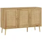 Aparador para Salón Bohemio con Puertas de Ratán y Estantes Ajustables 120x40x75 cm Madera Natural