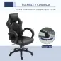 Silla de Oficina Silla Estudio con Función Basculante Altura Ajustable y Respaldo Alto Tapizado en Cuero PU y Malla Transpirable