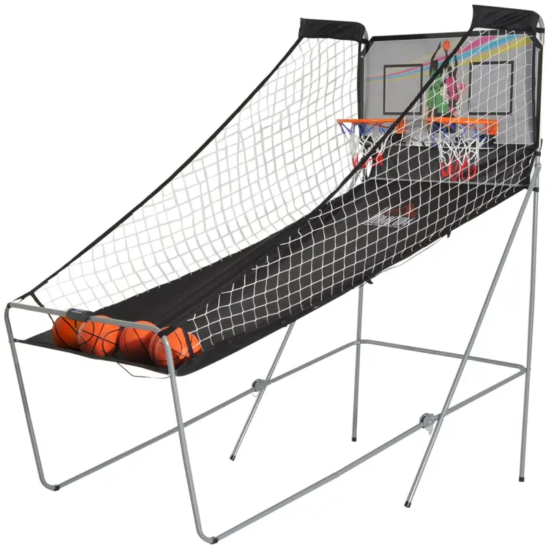 Juego de Canastas Plegable, Máquina de Baloncesto Juguete Contador y Marcador Electrónico, con Soporete de Acero, Red, Cesta de