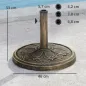 Base para Sombrilla con Diseño Retro Flor De Loto Peso 12 kg para Jardín Patio Terraza Ø46x33 cm Color Bronce