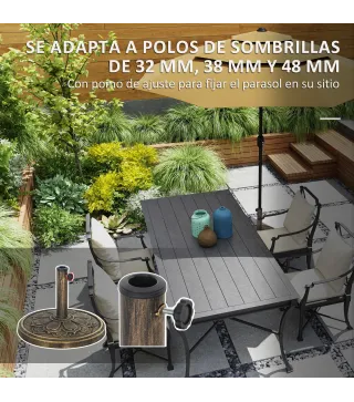 Base para Sombrilla con Diseño Retro Flor De Loto Peso 12 kg para Jardín Patio Terraza Ø46x33 cm Color Bronce