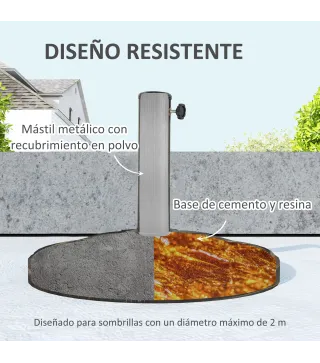 Base para Sombrilla con Diseño Retro Flor De Loto Peso 12 kg para Jardín Patio Terraza Ø46x33 cm Color Bronce