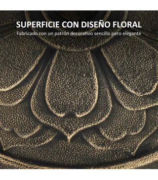 Base para Sombrilla con Diseño Retro Flor De Loto Peso 12 kg para Jardín Patio Terraza Ø46x33 cm Color Bronce