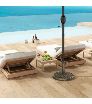 Base para Sombrilla con Diseño Retro Flor De Loto Peso 12 kg para Jardín Patio Terraza Ø46x33 cm Color Bronce