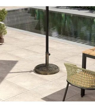 Base para Sombrilla con Diseño Retro Flor De Loto Peso 12 kg para Jardín Patio Terraza Ø46x33 cm Color Bronce