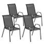 Set de 4 Sillas de Exterior Apilables con Asiento de Malla Respaldo Alto y Marco de Acero para Jardín o Terraza