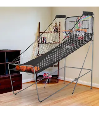 Juego de Canastas Plegable, Máquina de Baloncesto Juguete Contador y Marcador Electrónico, con Soporete de Acero, Red, Cesta de