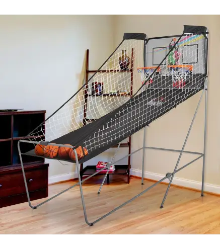 Juego de Canastas Plegable, Máquina de Baloncesto Juguete Contador y Marcador Electrónico, con Soporete de Acero, Red, Cesta de