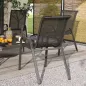 Set de 4 Sillas de Exterior Apilables con Asiento de Malla Respaldo Alto y Marco de Acero para Jardín o Terraza