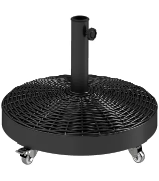 Base para Sombrilla Pesada de 25 kg con Ruedas para Sombrillas de hasta Ø3 m y Postes de 32-48 mm Ø52x42 cm Negro