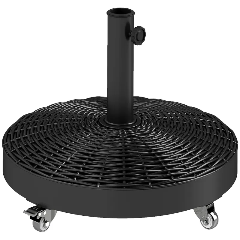 Base para Sombrilla Pesada de 25 kg con Ruedas para Sombrillas de hasta Ø3 m y Postes de 32-48 mm Ø52x42 cm Negro