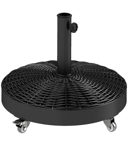 Base para Sombrilla Pesada de 25 kg con Ruedas para Sombrillas de hasta Ø3 m y Postes de 32-48 mm Ø52x42 cm Negro