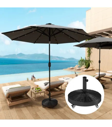 Base para Sombrilla Pesada de 25 kg con Ruedas para Sombrillas de hasta Ø3 m y Postes de 32-48 mm Ø52x42 cm Negro