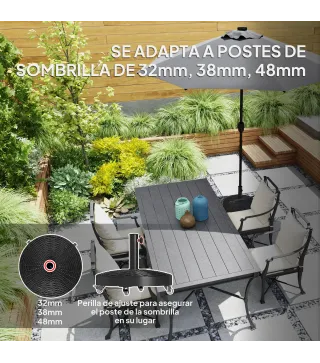 Base para Sombrilla Pesada de 25 kg con Ruedas para Sombrillas de hasta Ø3 m y Postes de 32-48 mm Ø52x42 cm Negro
