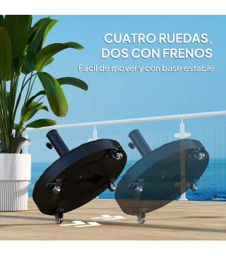 Base para Sombrilla Pesada de 25 kg con Ruedas para Sombrillas de hasta Ø3 m y Postes de 32-48 mm Ø52x42 cm Negro
