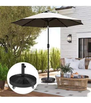 Base para Sombrilla Pesada de 25 kg con Ruedas para Sombrillas de hasta Ø3 m y Postes de 32-48 mm Ø52x42 cm Negro