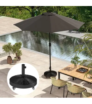 Base para Sombrilla Pesada de 25 kg con Ruedas para Sombrillas de hasta Ø3 m y Postes de 32-48 mm Ø52x42 cm Negro