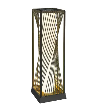 Lámpara de Jardín de Ratán Sintético con Luces LED Encendido y Apagado Automático Impermeable 22x22x77 cm Gris