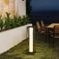 Lámpara de Jardín de Ratán Sintético con Luces LED Encendido y Apagado Automático Impermeable 22x22x77 cm Gris