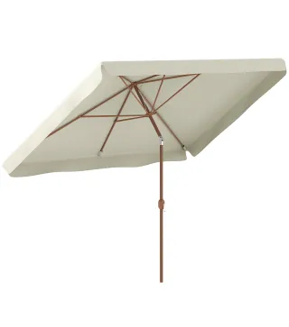 Sombrilla de Terraza Exterior 300x200x235 cm con Ángulo Ajustable Mástil de Aluminio Manivela y Protección UV 50+ Beige