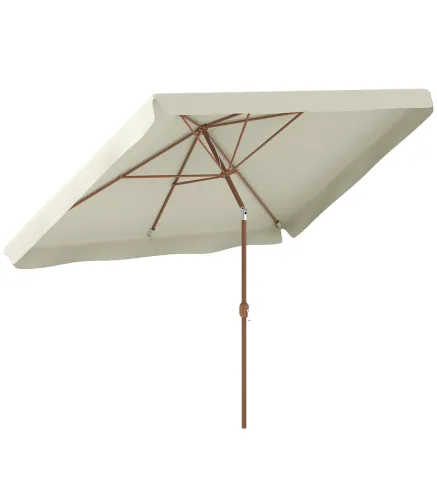Sombrilla de Terraza Exterior 300x200x235 cm con Ángulo Ajustable Mástil de Aluminio Manivela y Protección UV 50+ Beige