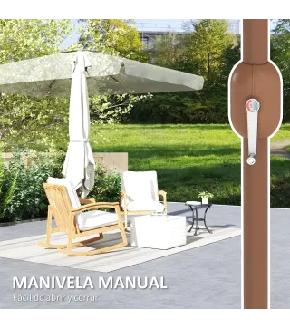 Sombrilla de Terraza Exterior 300x200x235 cm con Ángulo Ajustable Mástil de Aluminio Manivela y Protección UV 50+ Beige
