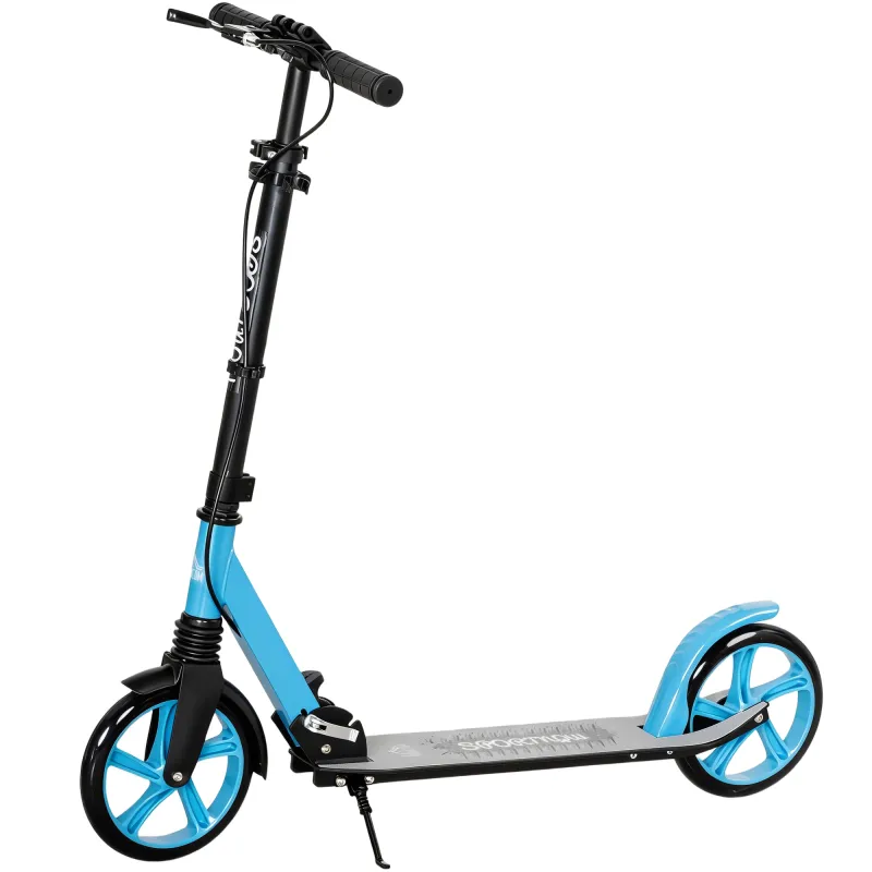 Patinete Plegable para Adultos y Niños de +14 Años Scooter con Manillar Ajustable 91,5x36,5x91-104 cm Azul