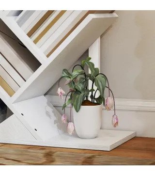 Estantería en Forma de Árbol con 9 Estantes y Sistema Antivuelco para Salón Dormitorio 50x24x136 cm Blanco