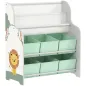 Estantería Infantil para Juguetes con 6 Cajas Extraíbles de Tela no Tejida y 2 Estantes para Guardería 63x30x71 cm Verde