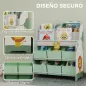 Estantería Infantil para Juguetes con 6 Cajas Extraíbles de Tela no Tejida y 2 Estantes para Guardería 63x30x71 cm Verde
