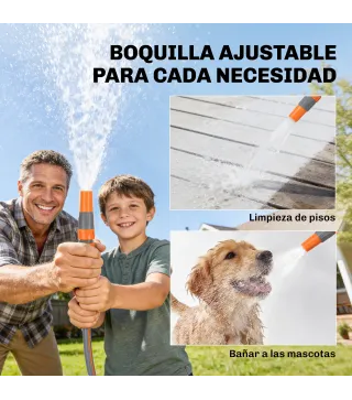 Carrete de Manguera Retráctil 30+2 m con Boquilla de 2 Modos Bloqueo Automático y Retracción Controlada Soporte Naranja