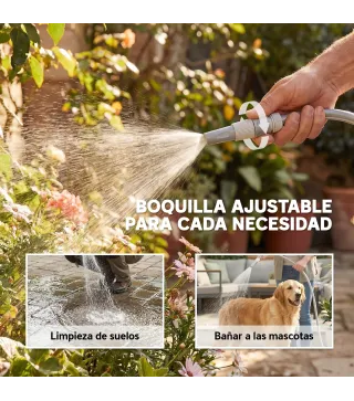 Carrete de Manguera Retráctil 20+1,9 m con Boquilla de 2 Modos Bloqueo Automático y Retracción Controlada Soporte Gris