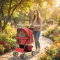 Carrito para Perros Pequeños con Cesta de Almacenaje Portavasos Ruedas y Cojín Lavable 77x44x102 cm Rojo