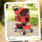Carrito para Perros Pequeños con Cesta de Almacenaje Portavasos Ruedas y Cojín Lavable 77x44x102 cm Rojo