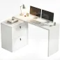 Escritorio Reversible en Forma de L con 2 Cajones Archivadores Diseño Moderno para Espacios Pequeños Oficina Blanco