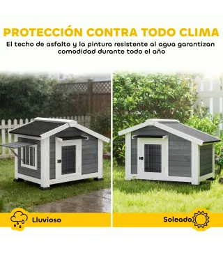 Caseta para Perros Exterior de Madera Casa para Perros Medianos con Techo Asfático Suelo Extraíble 98x76x69,5 cm Gris