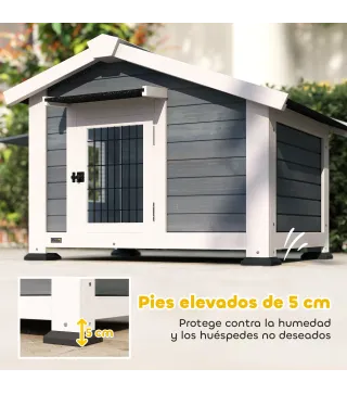 Caseta para Perros Exterior de Madera Casa para Perros Medianos con Techo Asfático Suelo Extraíble 98x76x69,5 cm Gris