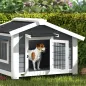 Caseta para Perros Exterior de Madera Casa para Perros Medianos con Techo Asfático Suelo Extraíble 98x76x69,5 cm Gris