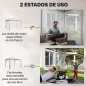 Carpa para Jardín con Techo Doble Cenador con Paredes de Malla UPF50+ para Exterior Terraza 360x300x275 cm Crema y Teca