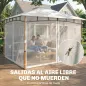 Carpa para Jardín con Techo Doble Cenador con Paredes de Malla UPF50+ para Exterior Terraza 360x300x275 cm Crema y Teca