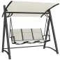 Columpio de Jardín de 3 Plazas con Techo Ajustable UPF50+ Asiento Transpirable Carga 360 kg 188x130x183 cm Crema