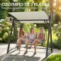 Columpio de Jardín de 3 Plazas con Techo Ajustable UPF50+ Asiento Transpirable Carga 360 kg 188x130x183 cm Crema