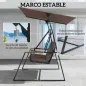 Columpio de Jardín Exterior de 3 Plazas con Techo Ajustable 2 Bandejas Cojines y Marco de Metal Carga 360 kg Marrón