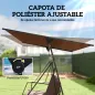 Columpio de Jardín Exterior de 3 Plazas con Techo Ajustable 2 Bandejas Cojines y Marco de Metal Carga 360 kg Marrón