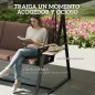 Columpio de Jardín Exterior de 3 Plazas con Techo Ajustable 2 Bandejas Cojines y Marco de Metal Carga 360 kg Marrón