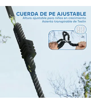 Columpio Nido Infantil Ø120 cm Altura Ajustable Columpio Redondo para Niños para Árbol Carga 300 kg Multicolor