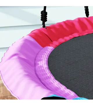 Columpio Nido Infantil Ø120 cm Altura Ajustable Columpio Redondo para Niños para Árbol Carga 300 kg Multicolor